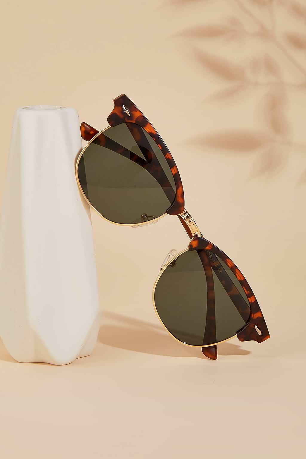 Tortoise Shell Half-Frame Sunglasses