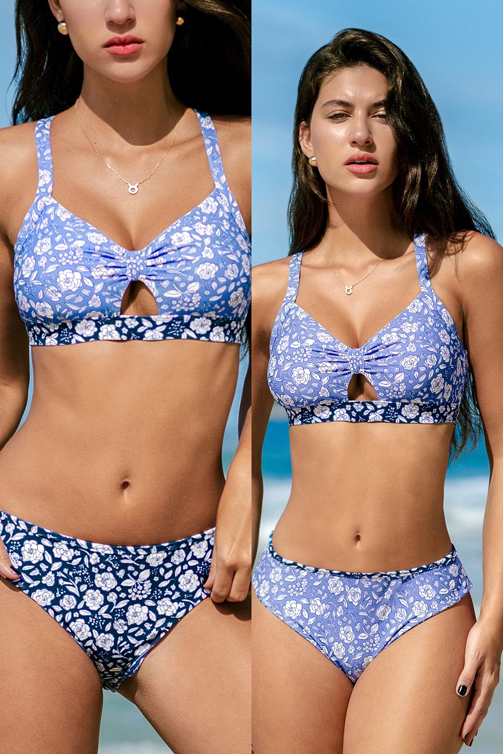 Super Bloom Reversible Cross Back Bikini Top & Standard Bottoms Set