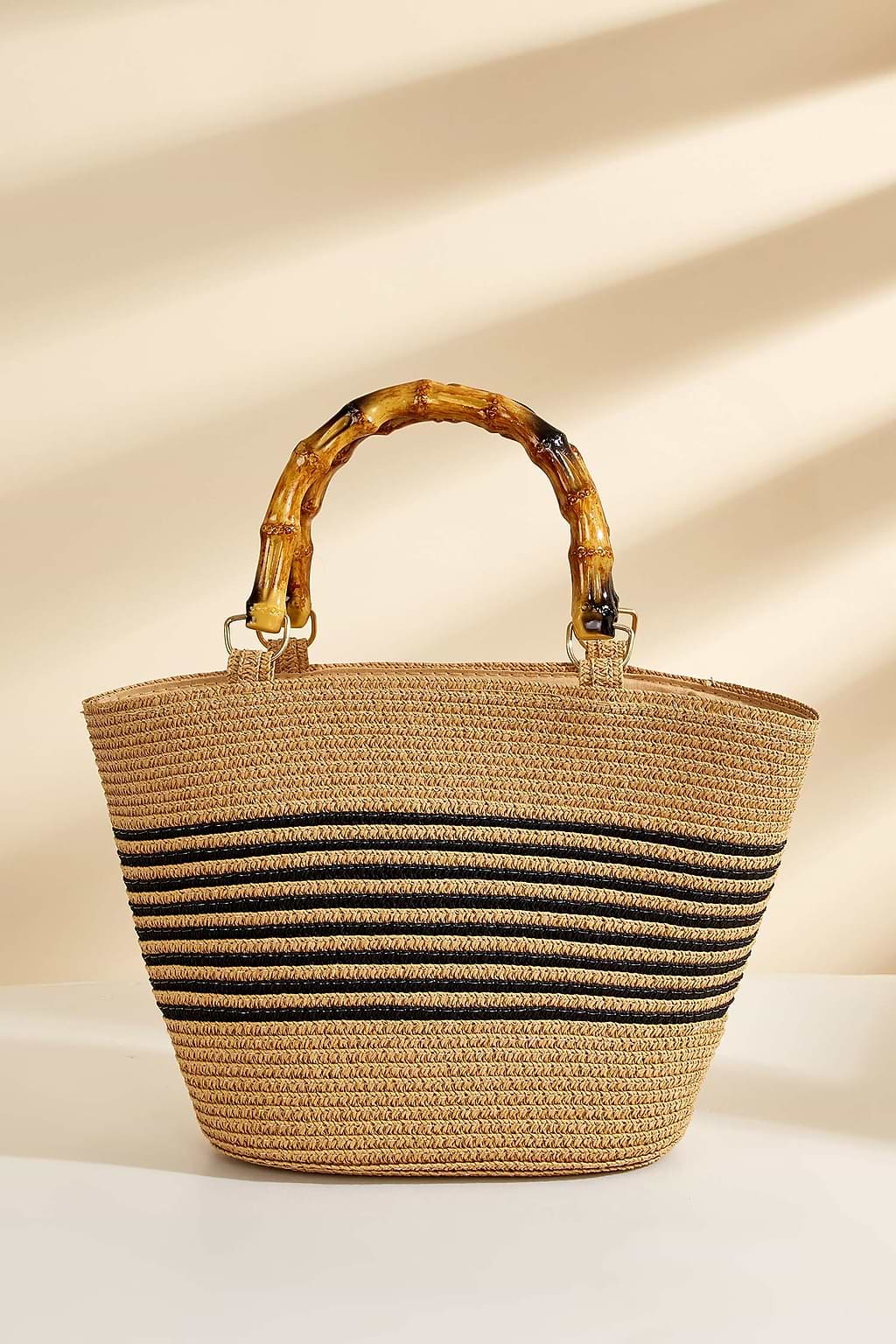 Black & Camel Top Handle Tote