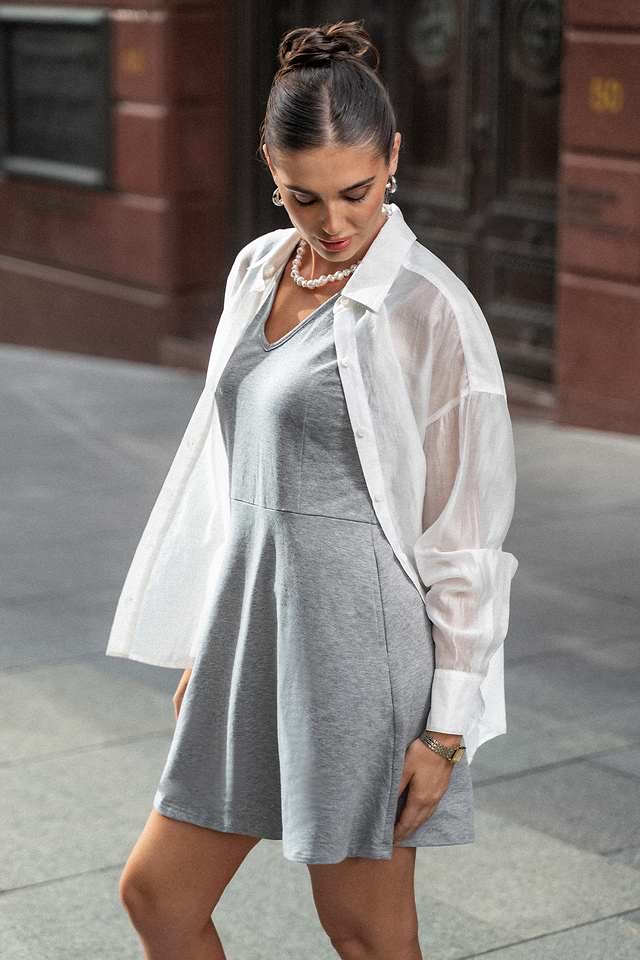 gray white dress Grey Lace Special Occasion Dresses & Formal Gowns up back ensure a secure Gray Round Neck Lace Short