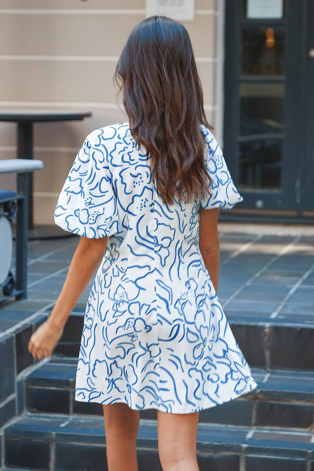 Abstract Floral Front Twist Mini Dress