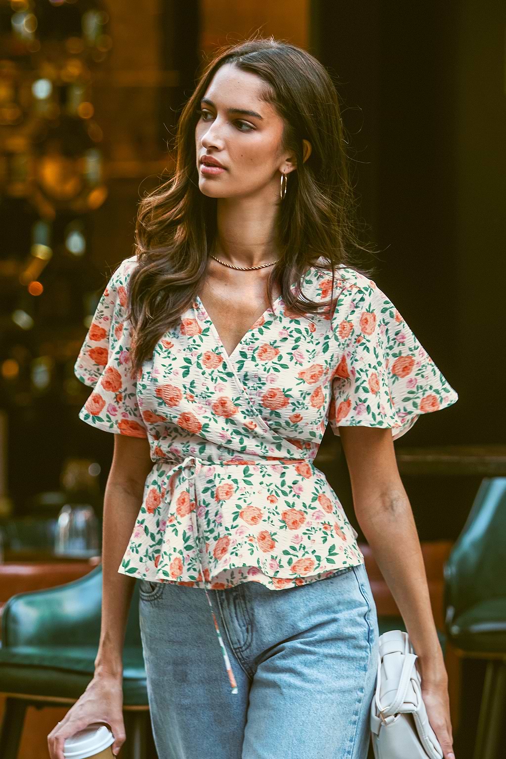 Floral Short Sleeve Peplum Blouse