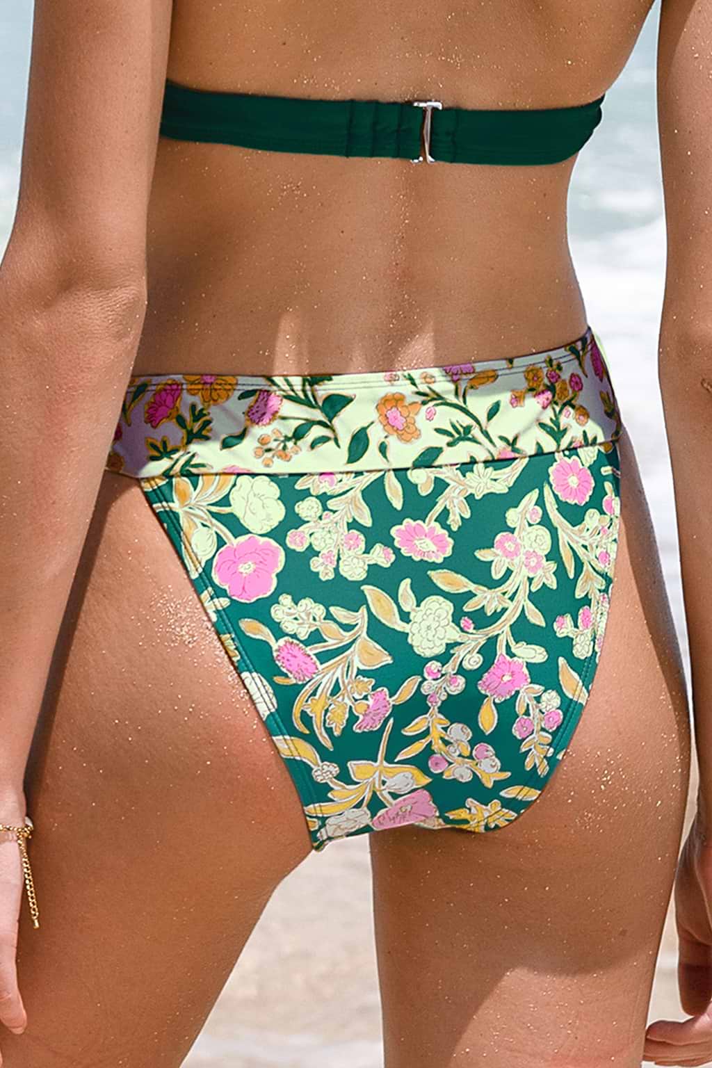 Flower Field Mid-Rise Cheeky Bikini Bottoms