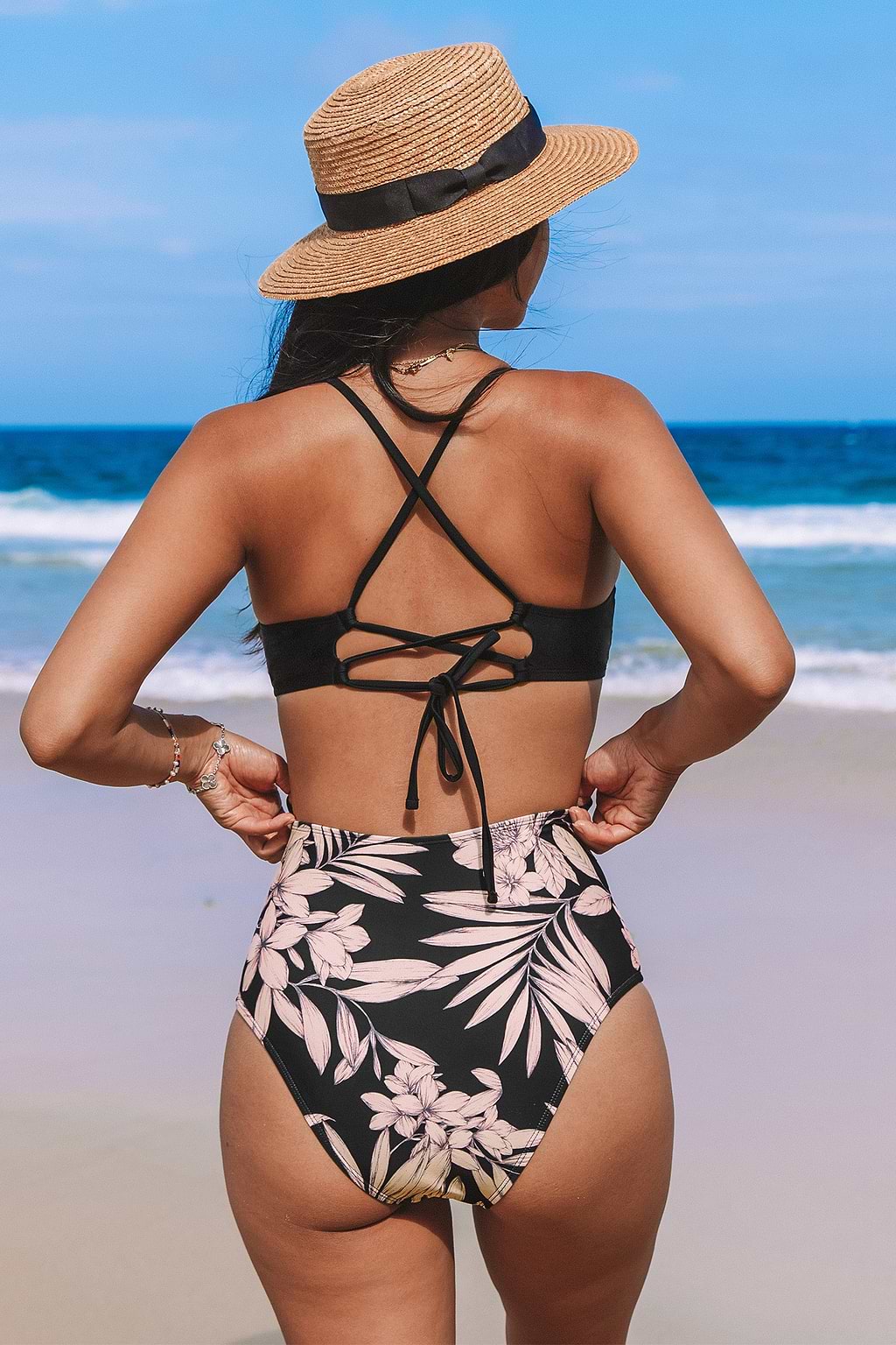 Palmblad Colorblock uitsparing uit één stuk