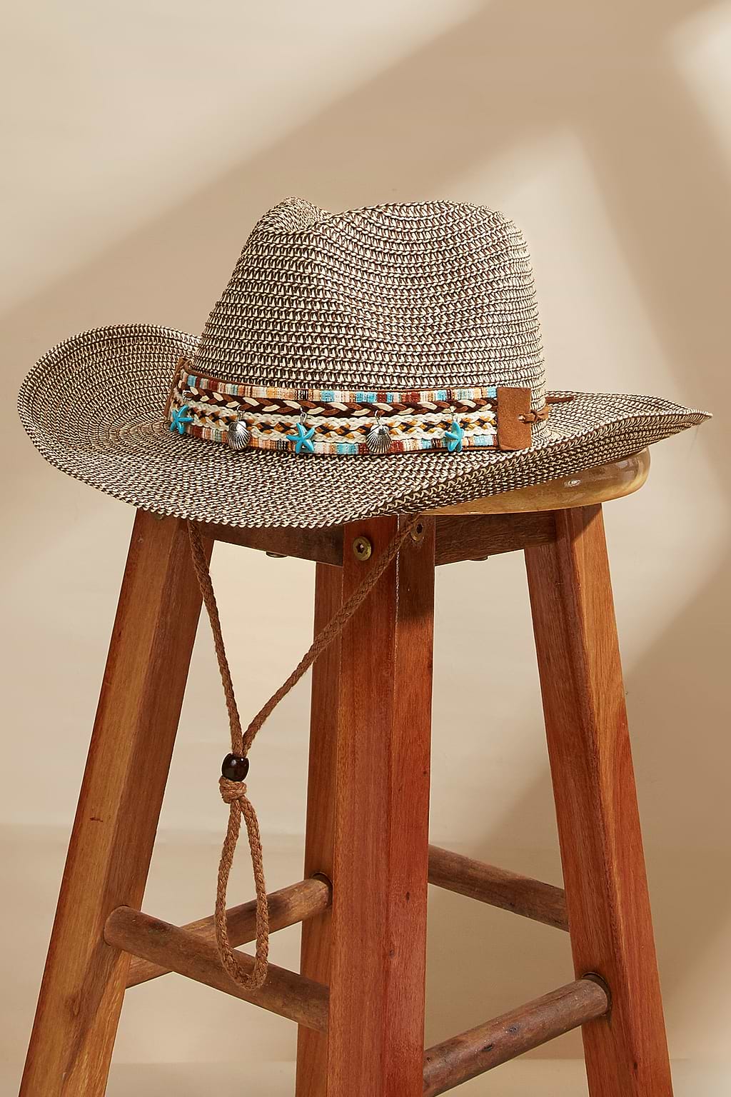 Southwestern Seashell Straw Cowboy Hat
