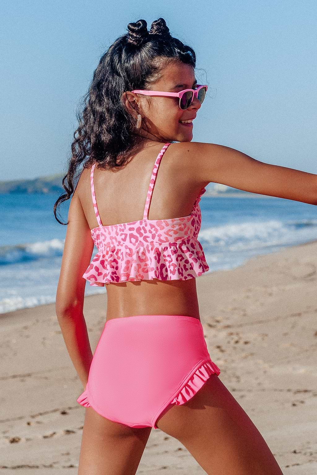 Conjunto Niña Bikini Leopardo Y Volantes