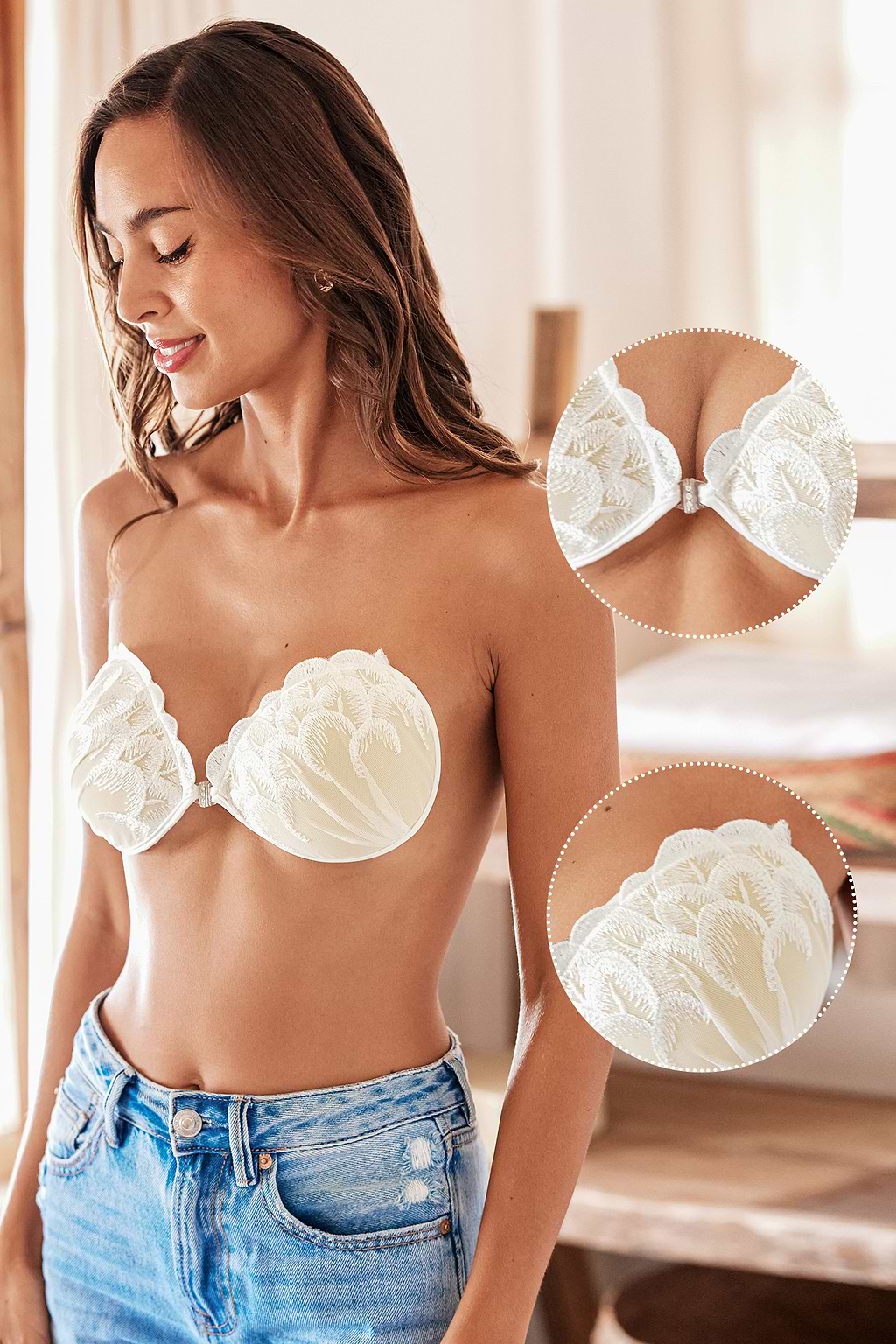 White Lace Adhesive Bra