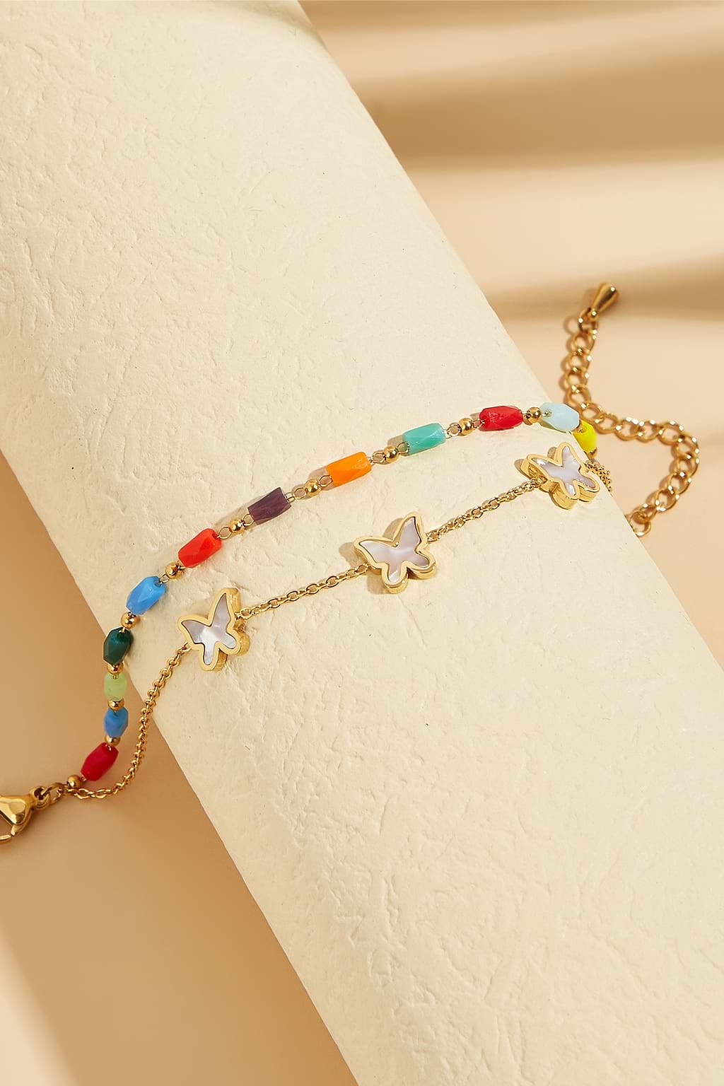 Gold-Tone Bead & Butterfly Bracelet