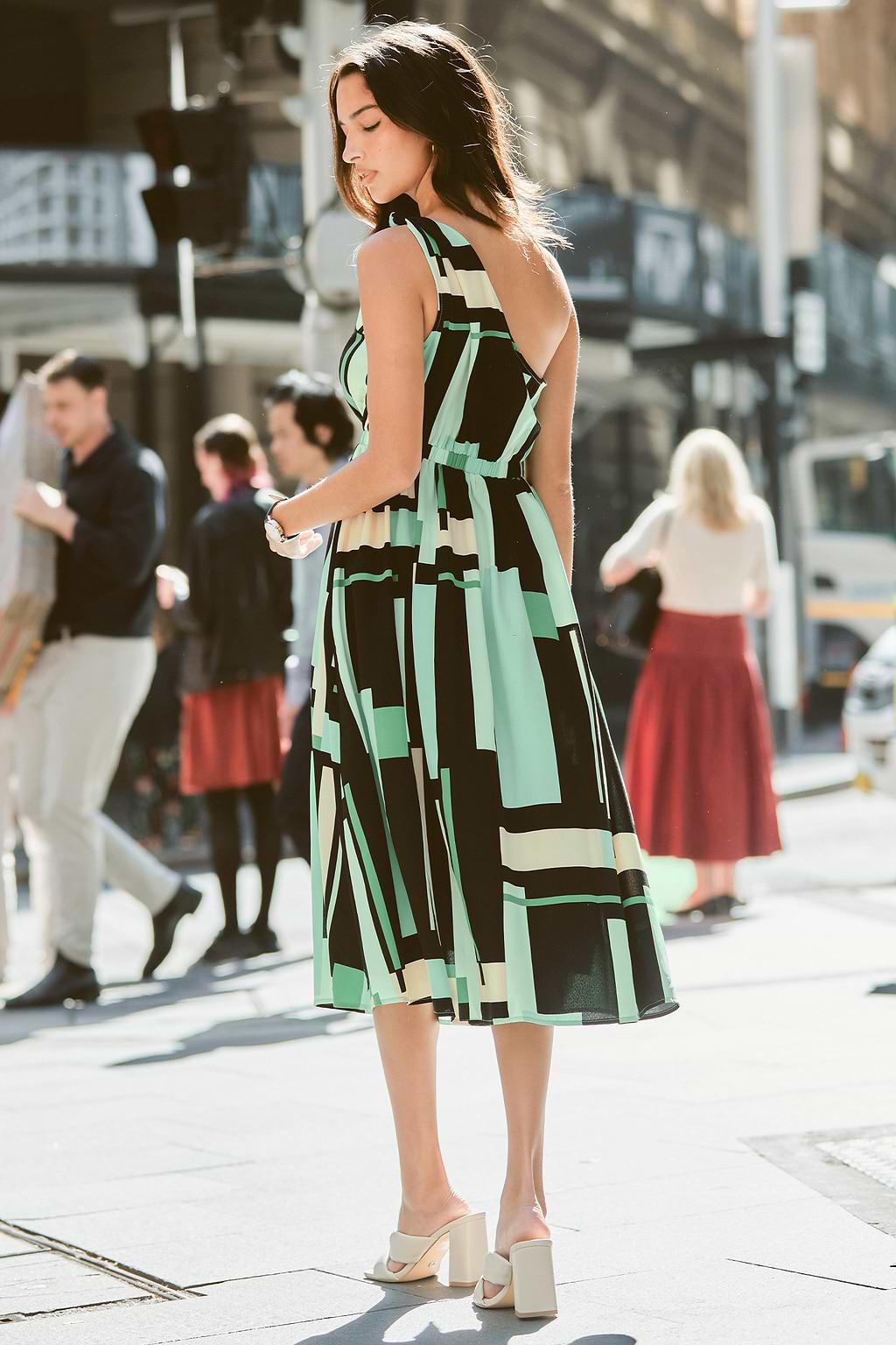 Geo One-Shoulder Maxi Dress