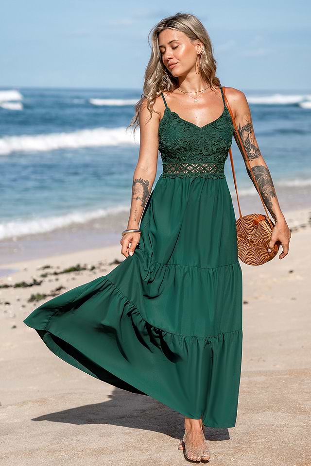 green emerald velvet dress Runwind Plus Size Maxi Dress for Curvy Women 3/4 Long Casual Wedding Guest  Dress with Pockets Green 2XL at Amazon Women's Clothing store