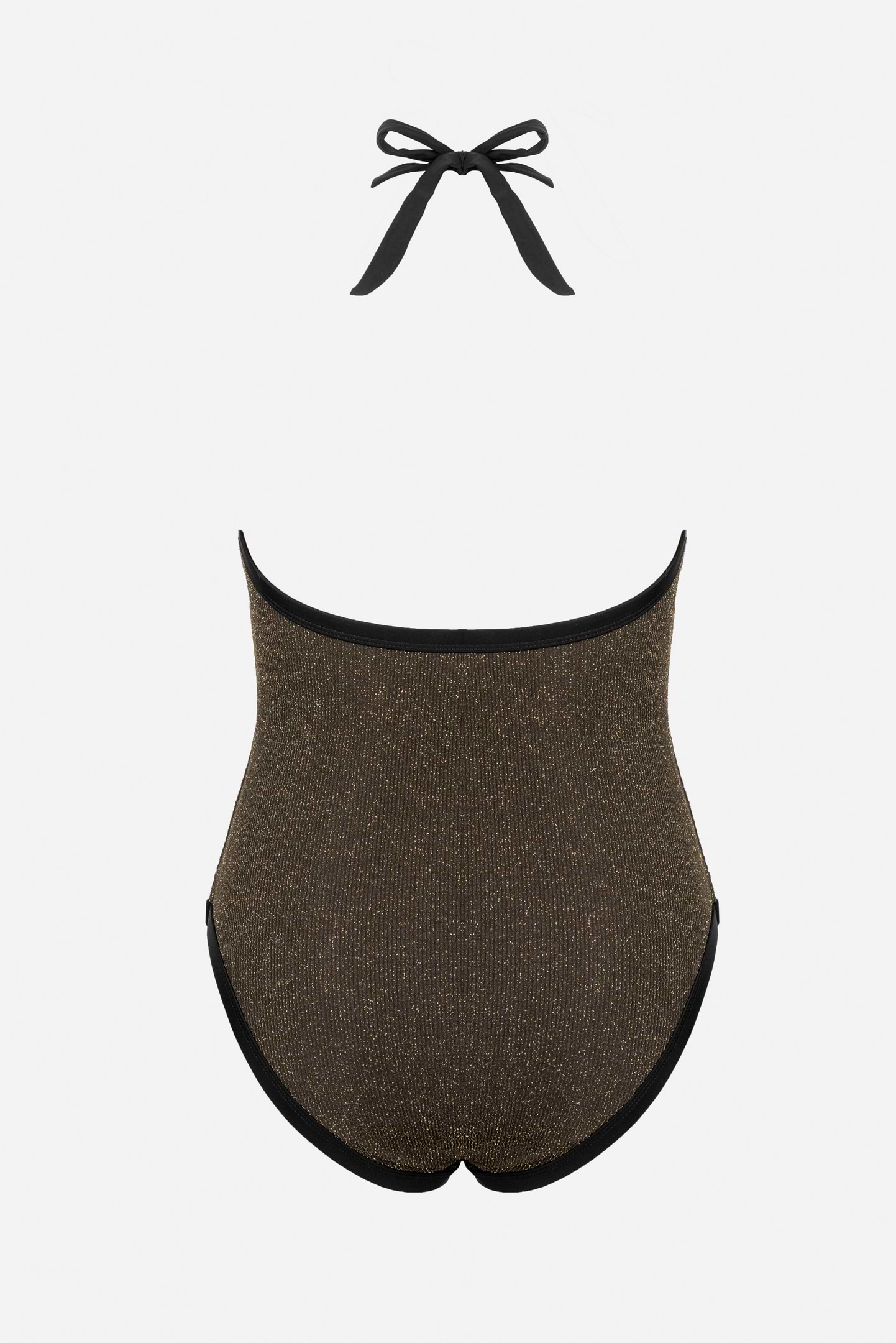 X JoJo Atlantis Espresso Ribbed Lurex Halter One-Piece