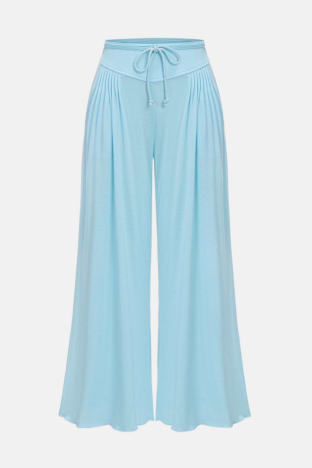 Pantalon en jersey à nervure et jambes larges bleu clair