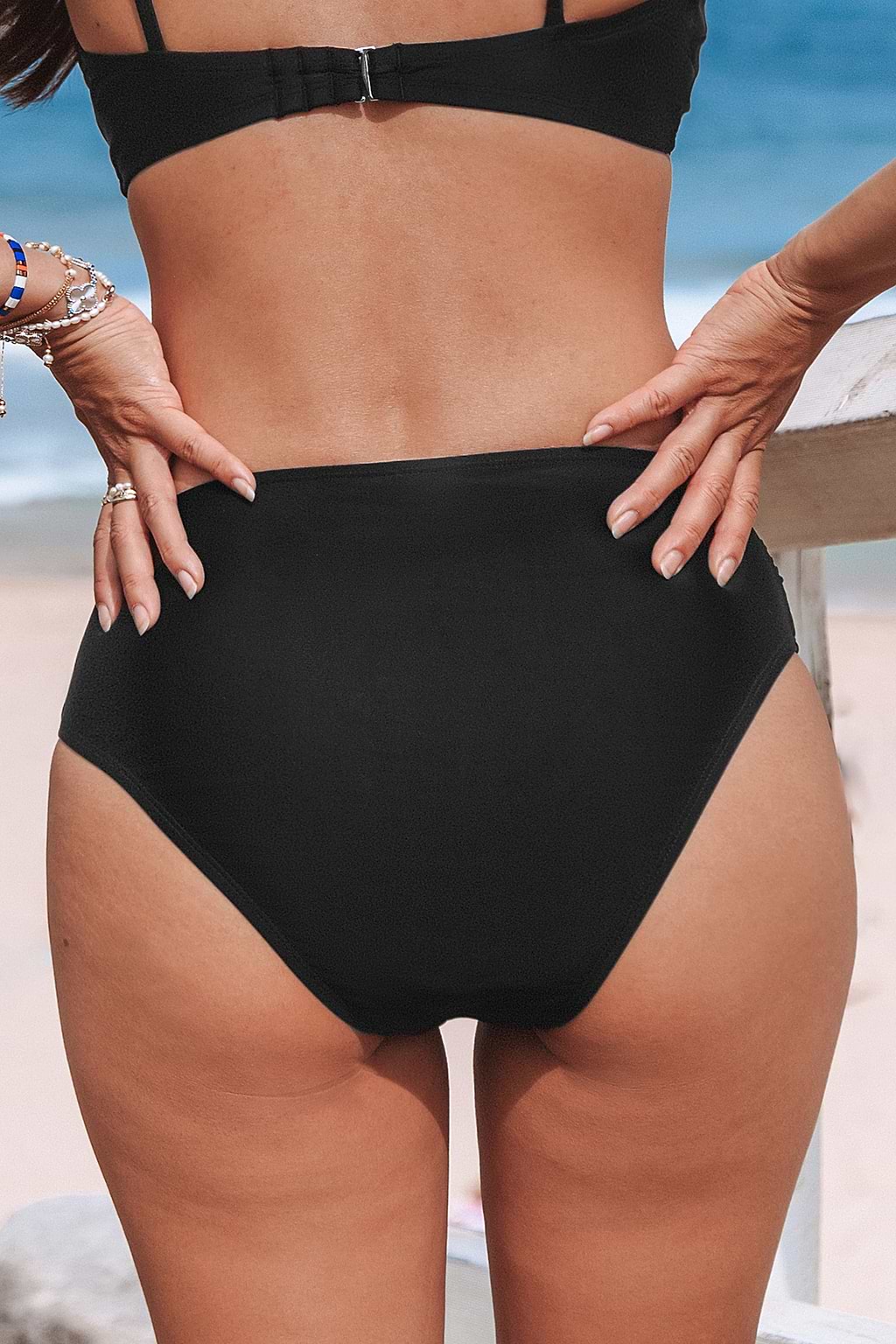 Tap Shoe Black Mid-Rise Bikini Bottoms