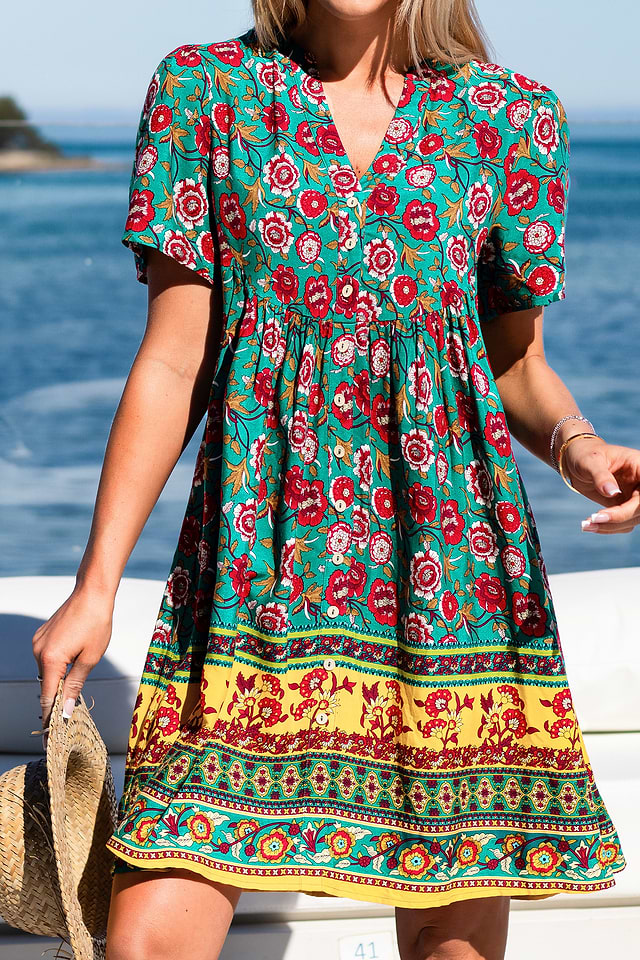 princess polly baby blue dress Ince Silk V Neck Floral Dress main image 0