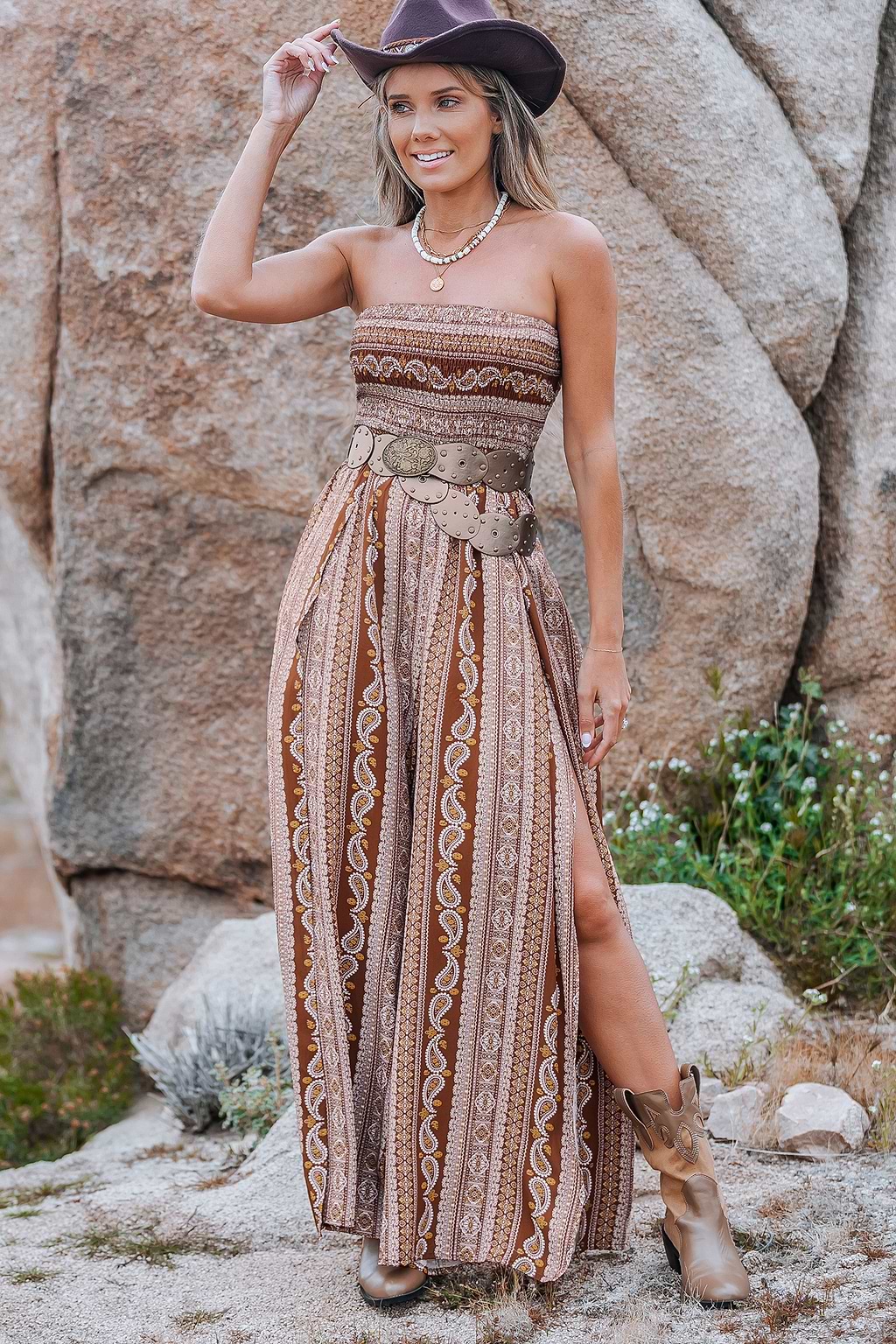 Boho Tube Top Wide Leg Jumpsuit