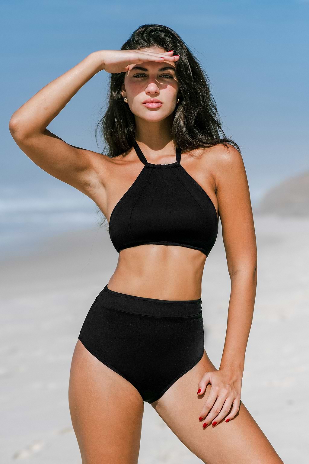 Super Bloom High Neck Bikini Top & Banded Bottoms Set