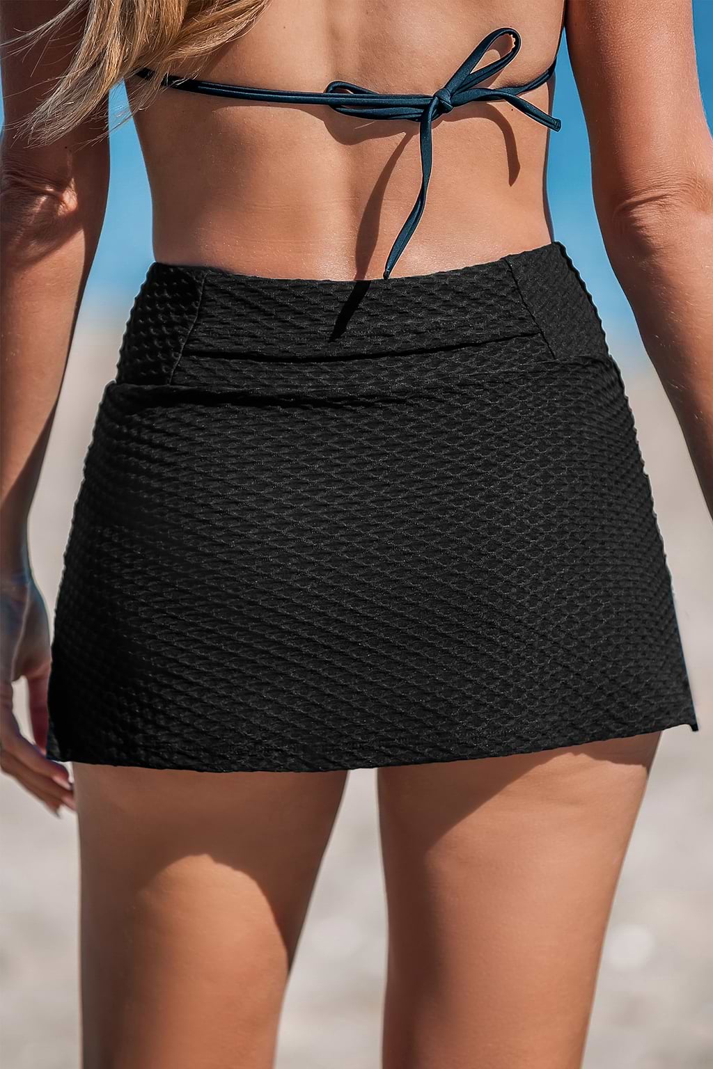 Jupe de bain texturée noire rétro