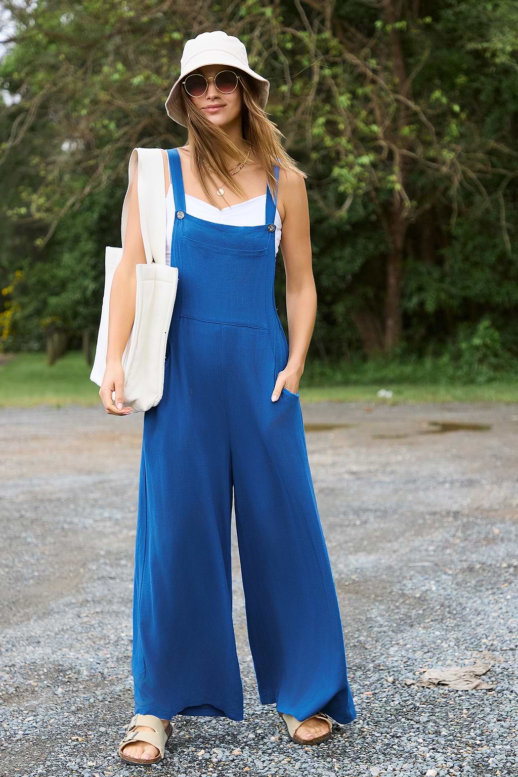 Royal Blue Wide Leg Overalls
