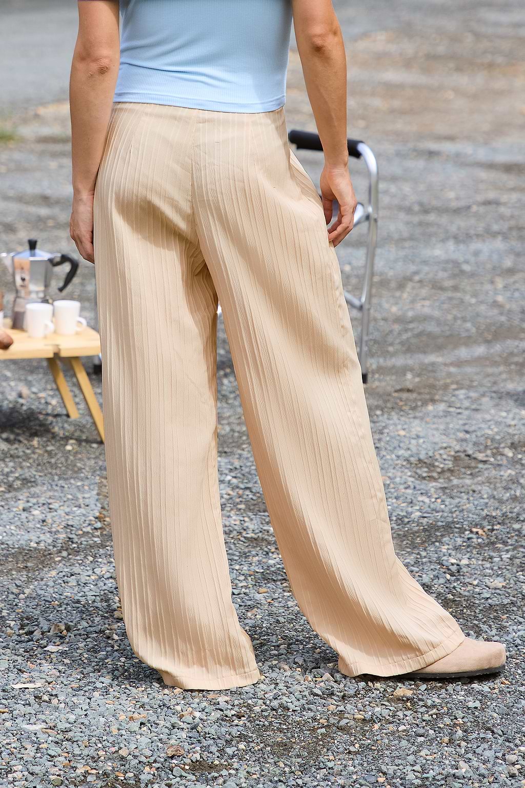Apricot Tonal Stripe Straight Leg Trousers