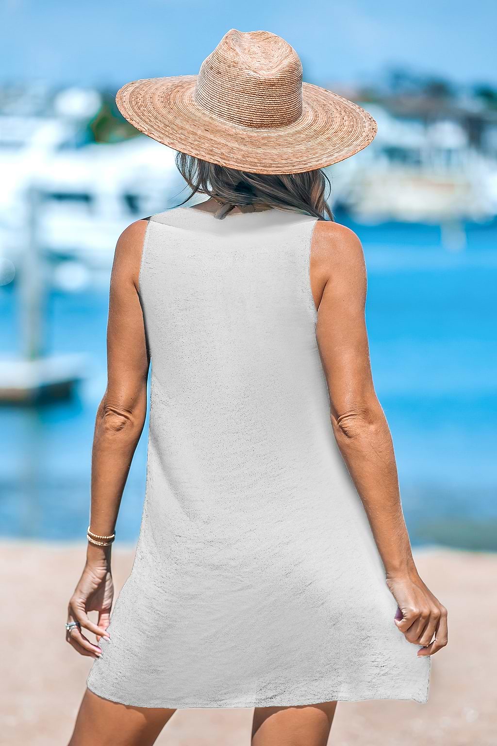 Sleeveless V-Neck Mini Cover-Up Dress