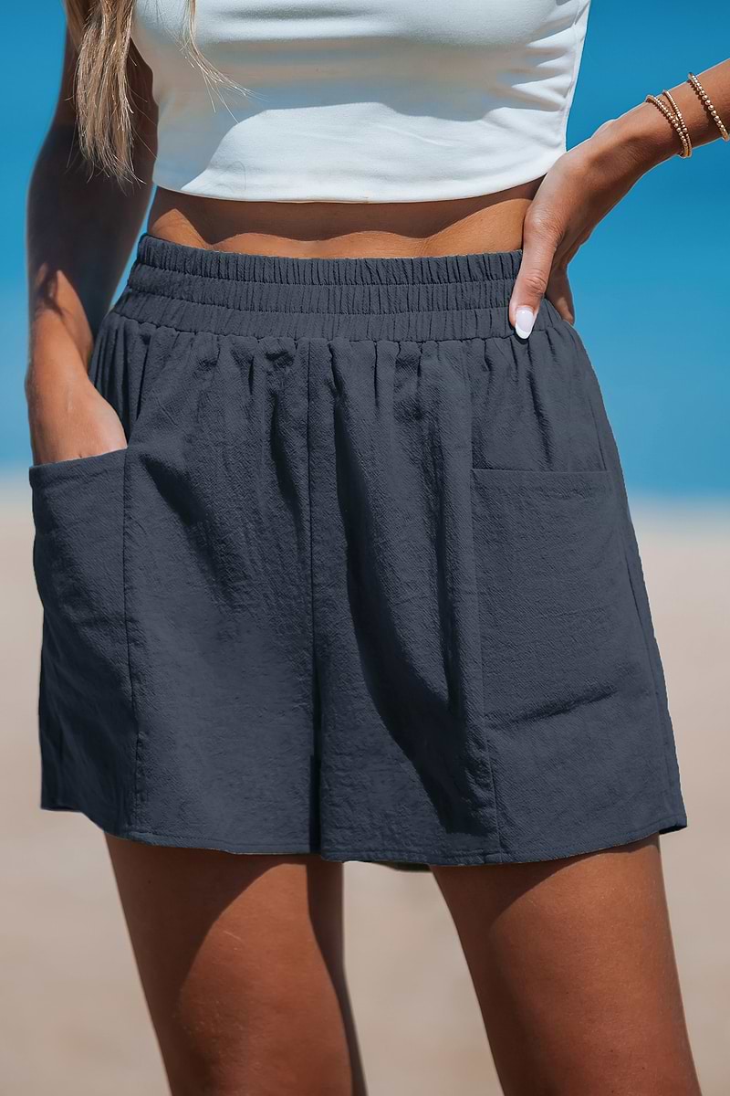 Navy Elastic Waist Loose Leg Shorts