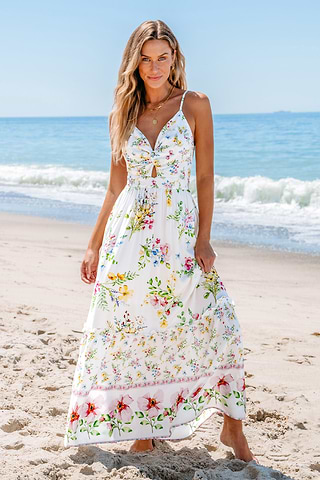 Floral Print Twisted Cutout Maxi Dress Floral Print Twisted Cutout Maxi Dress