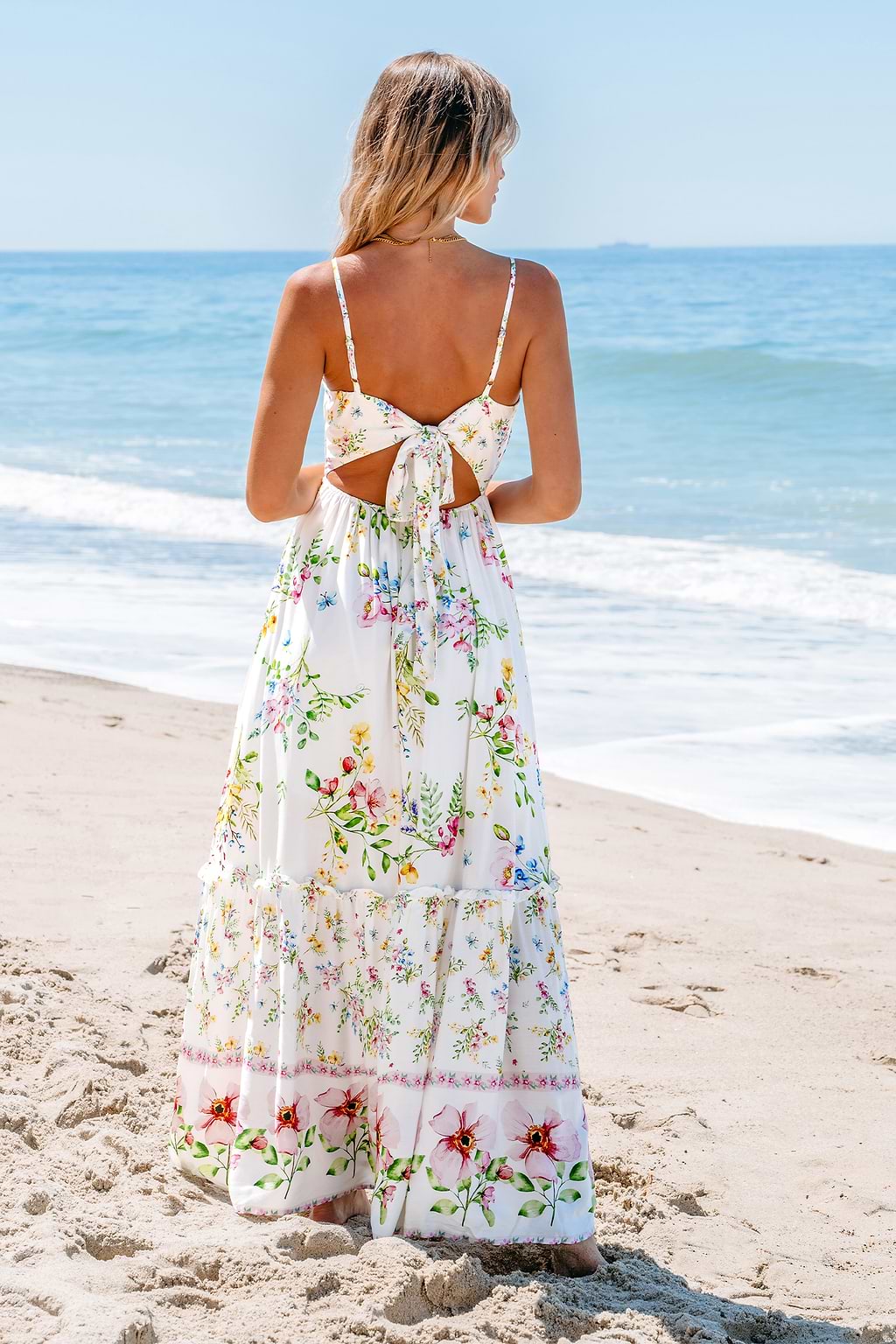 Floral Print Twisted Cutout Maxi Dress
