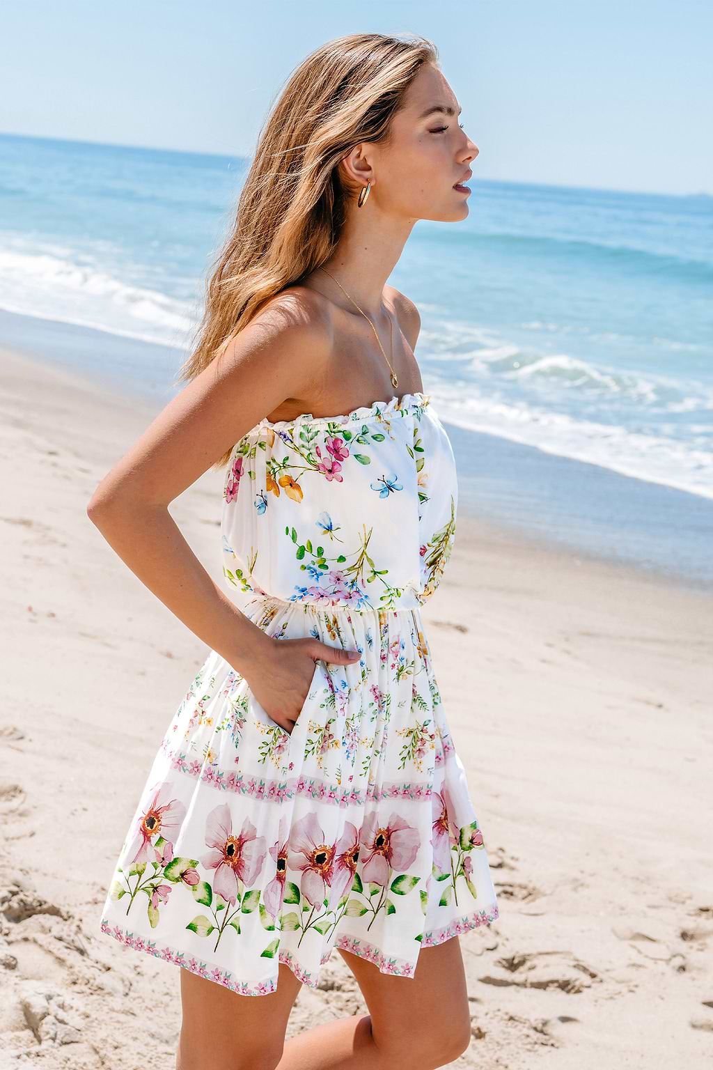Floral Print Tie Waist Mini Dress