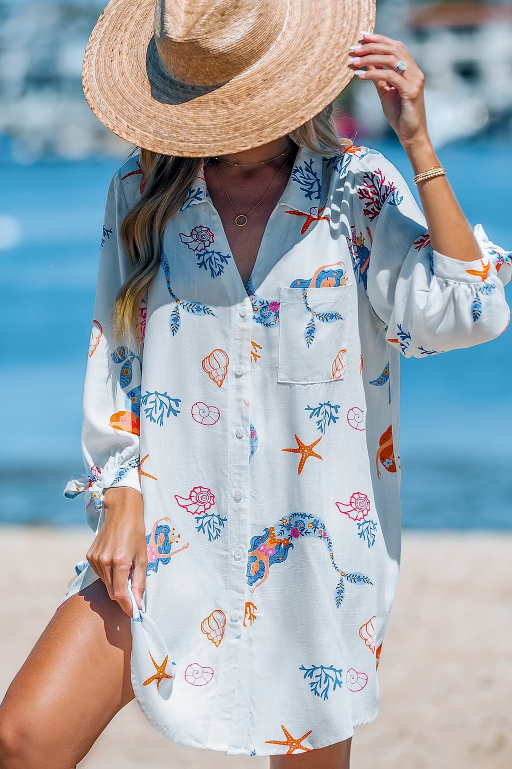 Nautical Print Cover-Up Dress
