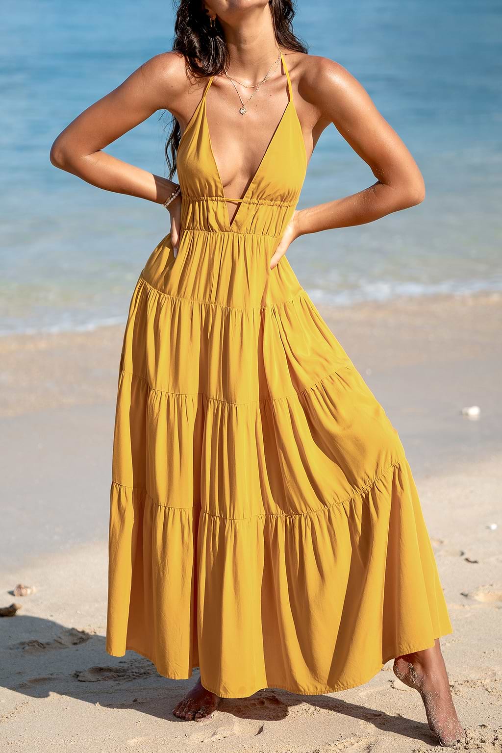 Yellow Halterneck Maxi Dress