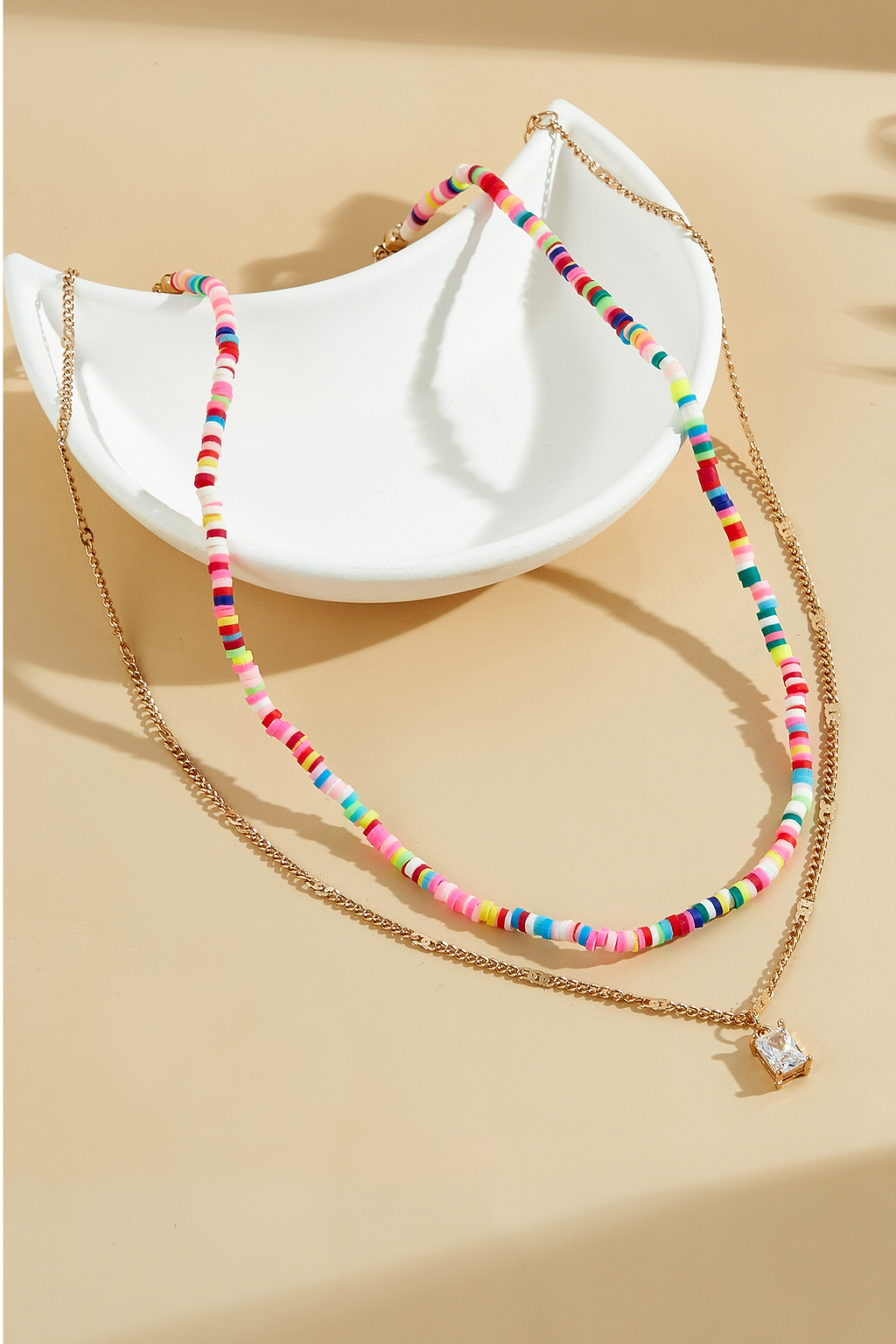 Multi-Color Bead & Gold-Tone Chainlink Necklace Set