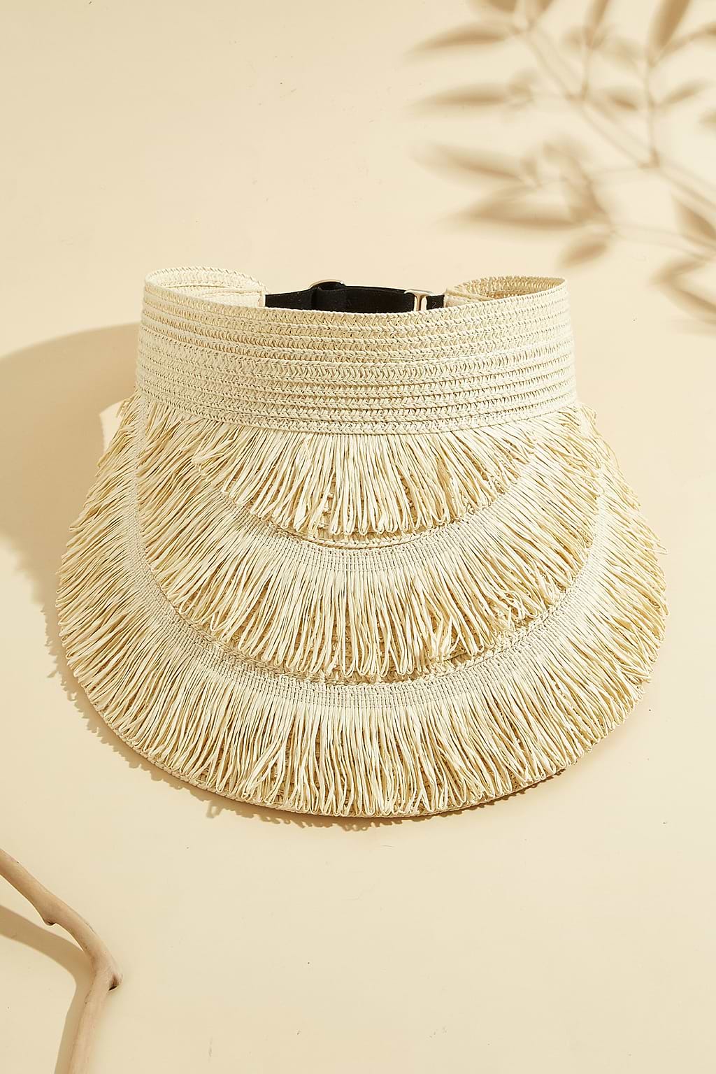 Beige Fringe Visor