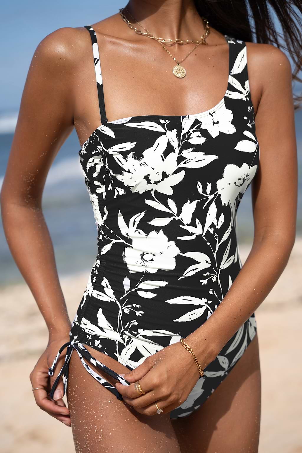 Floral Asymmetrical Cheeky One-Piece