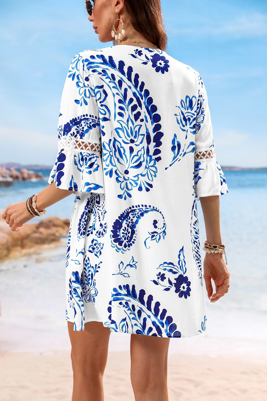 Floral Paisley Print Lace Dress