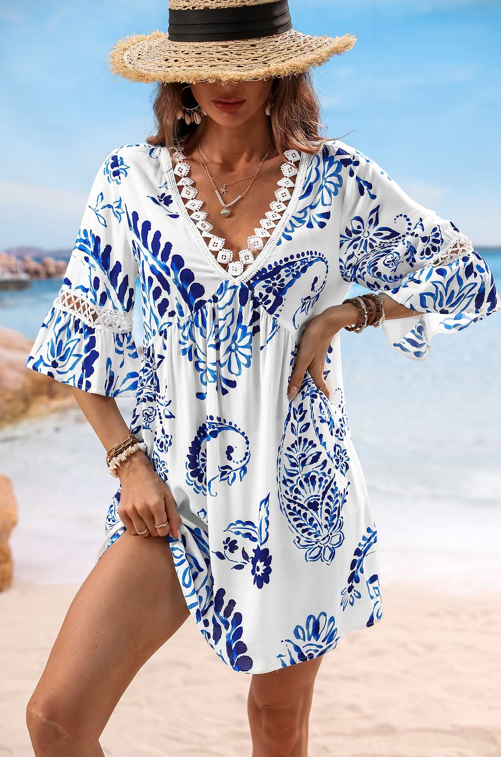Floral Paisley Print Lace Dress