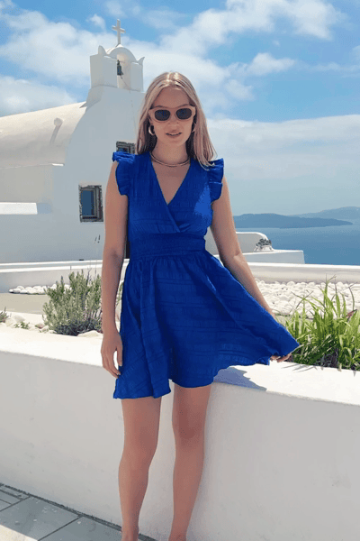 Smocked Ruffled A-Line Mini Dress