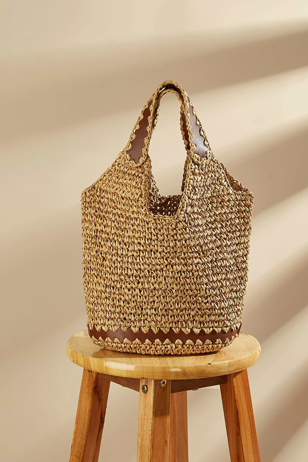 Camel Straw Handbag