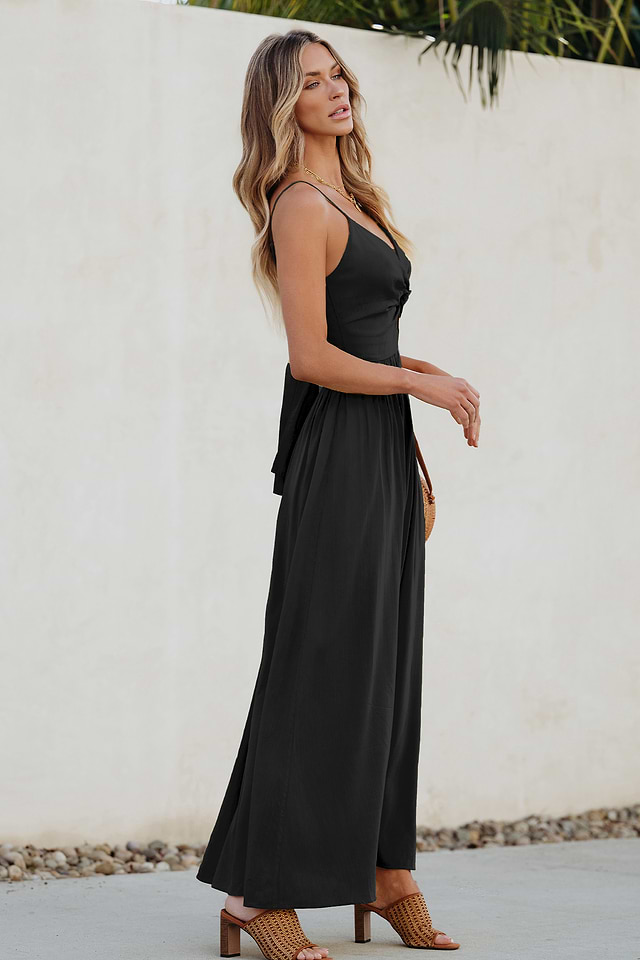 Black Front Twist & Keyhole Maxi Dress | Glamour | Cupshe