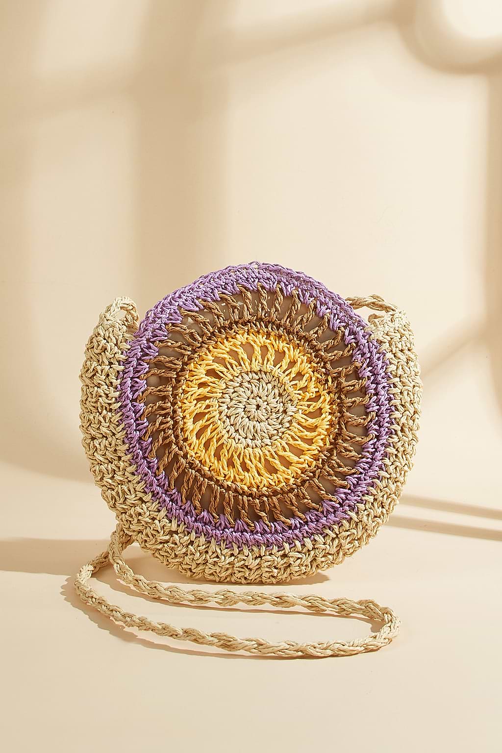 Ronde tassel stropdas stro portemonnee