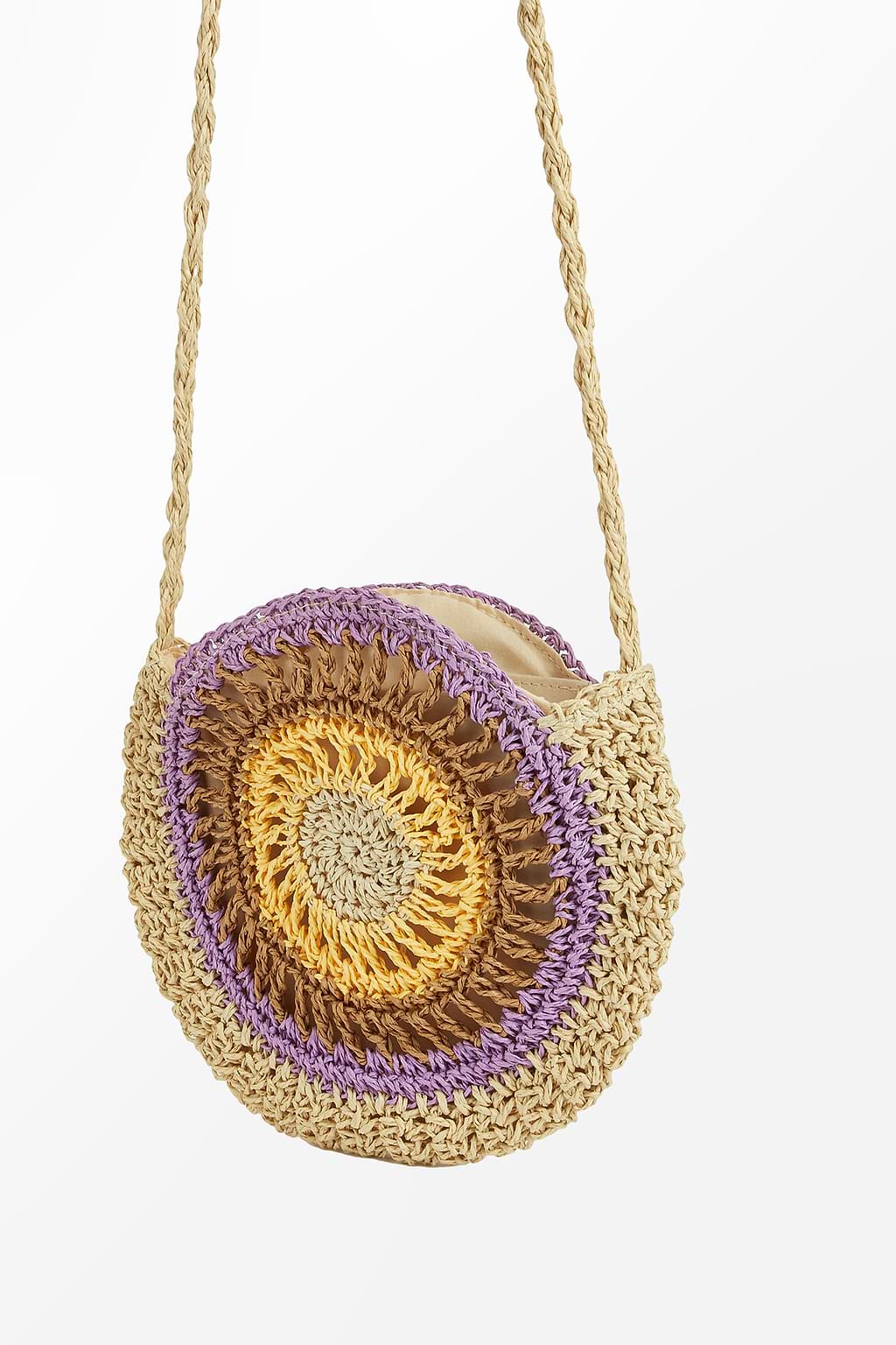 Ronde tassel stropdas stro portemonnee