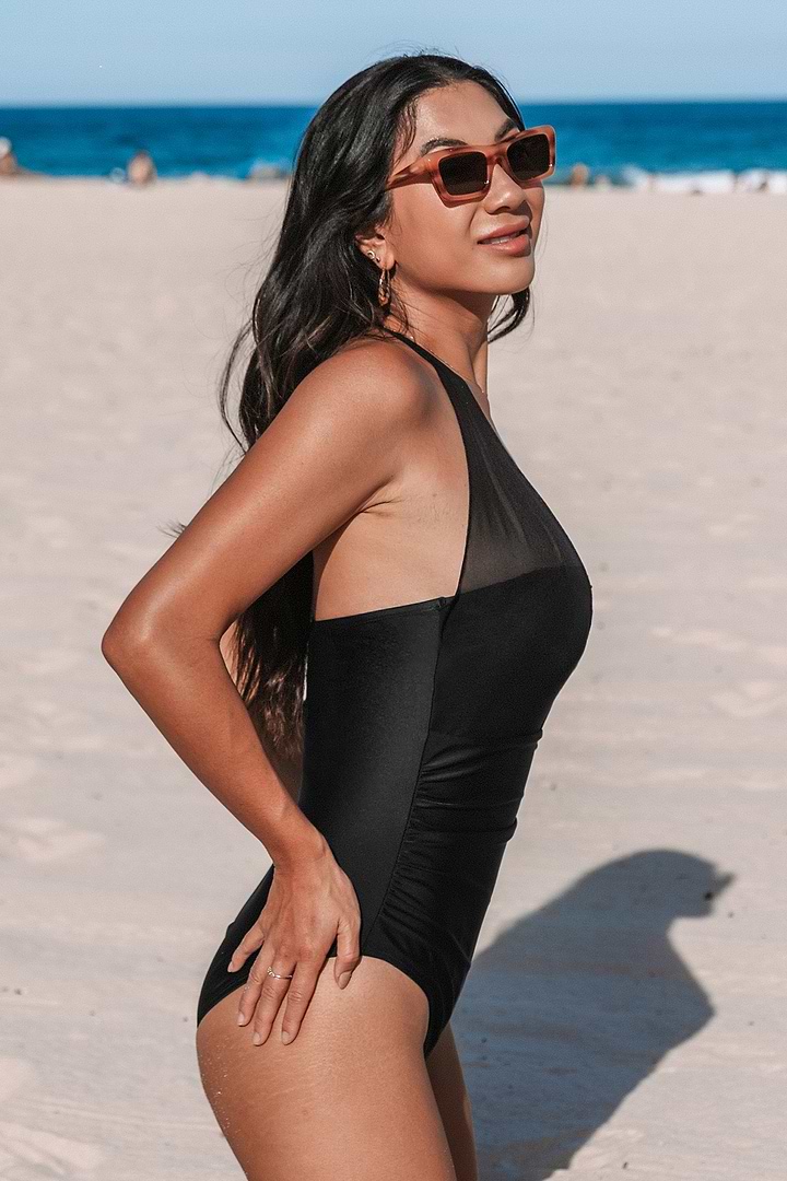 Black Halterneck Tummy Control One-Piece