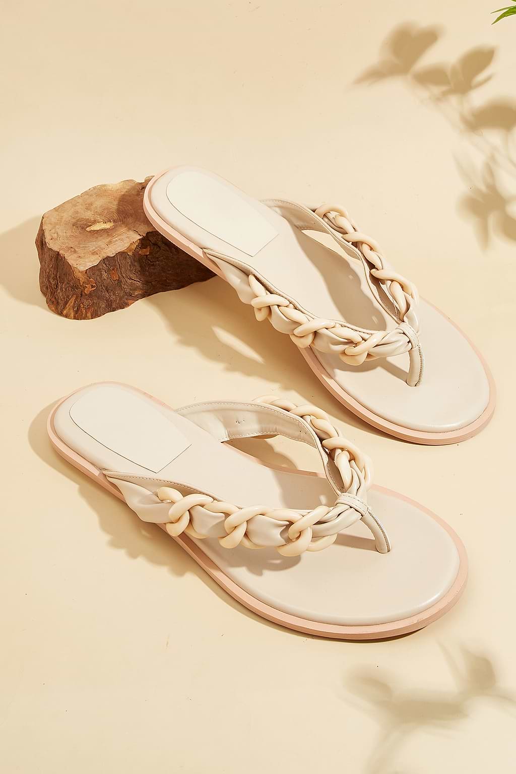 Round Toe Braided Strap Flat Sandals