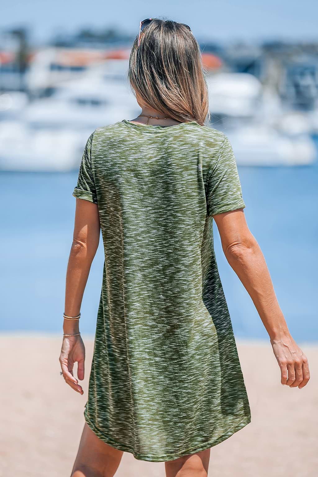 Slub Knit Half-Button Shirt Dress