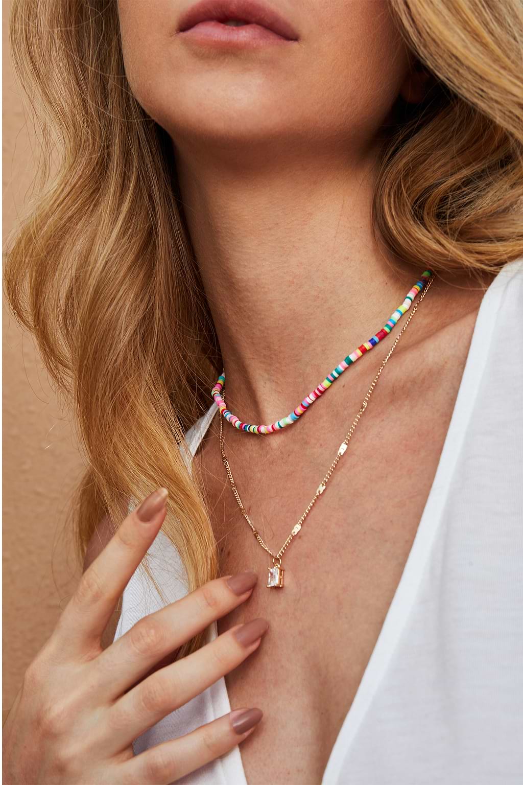 Multi-Color Bead & Gold-Tone Chainlink Necklace Set