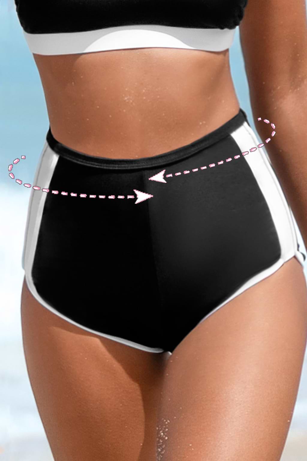 Short de bain ventre plat avec passepoil contrasté noir