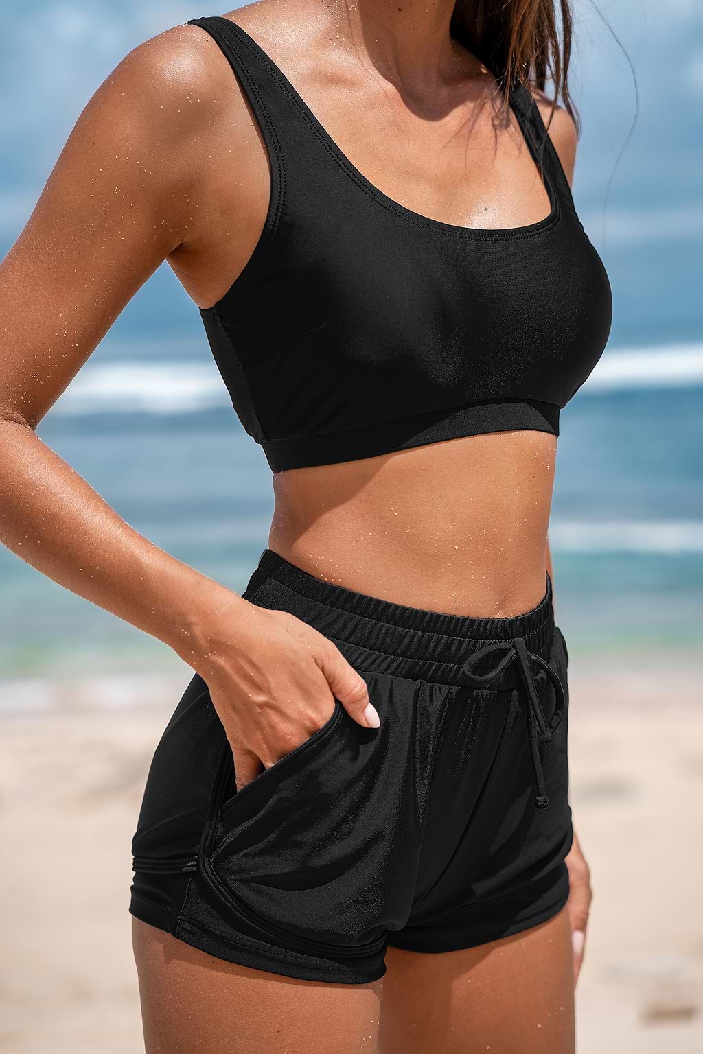 Black Bikini Bralette & Boy Shorts Set