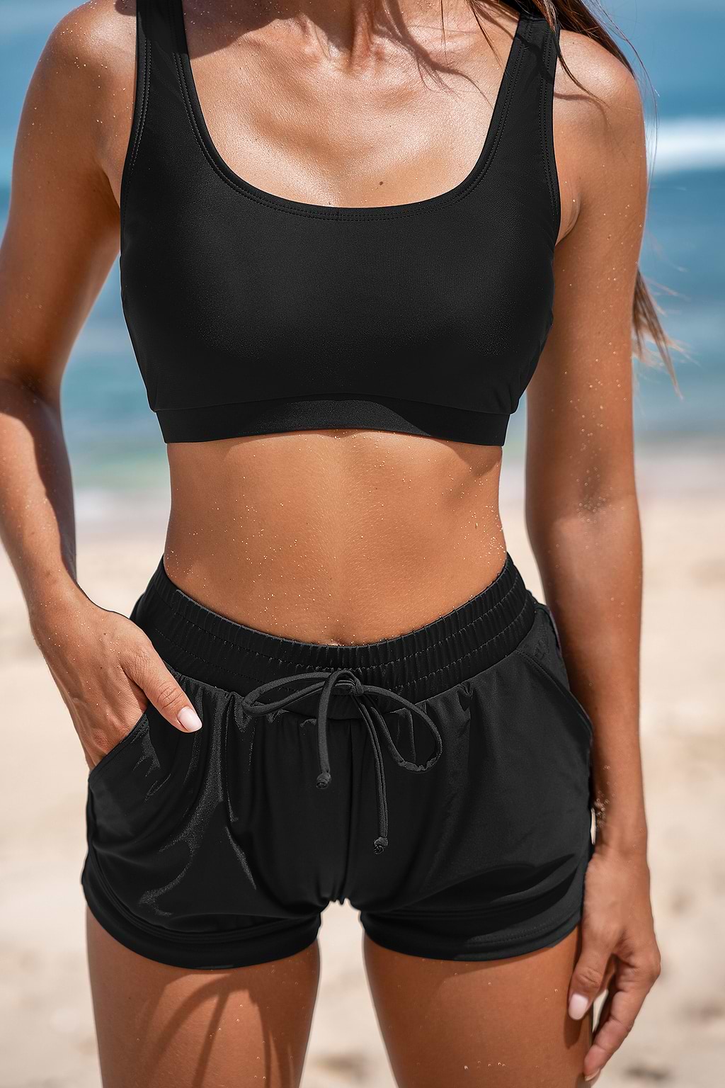 Black Bikini Bralette & Boy Shorts Set