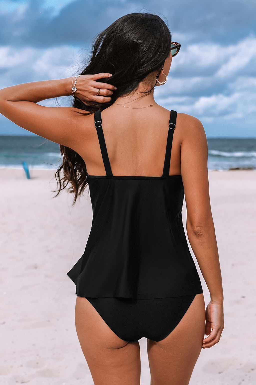 Mesh Round Neck Tankini & Retro Bottoms Set