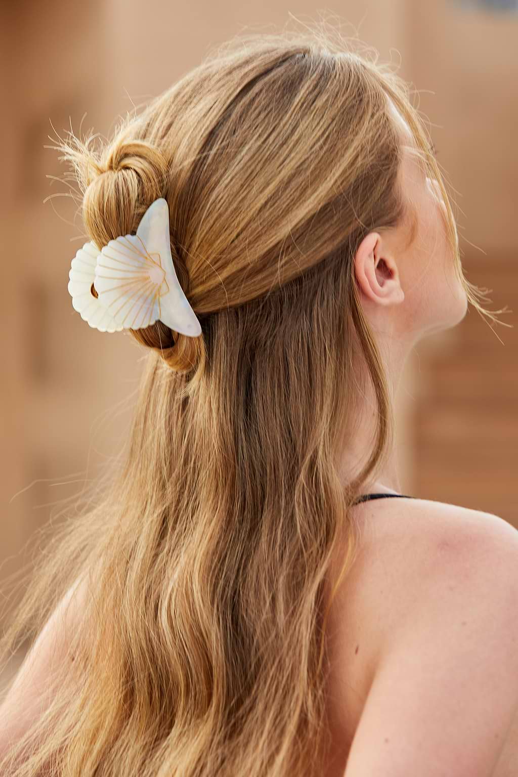 Gold-Tone & Pearlescent Sea Shell Hair Clip