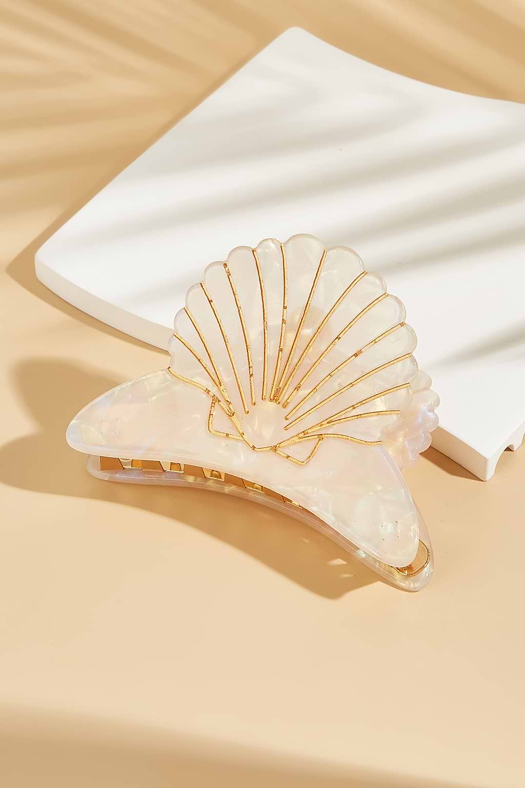 Gold-Tone & Pearlescent Sea Shell Hair Clip